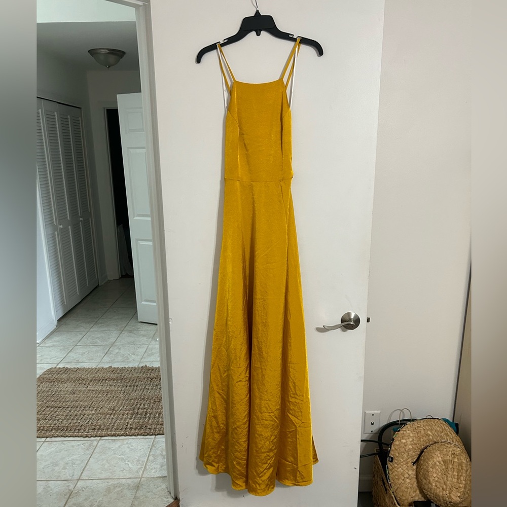 Gold Lulus high neck gown